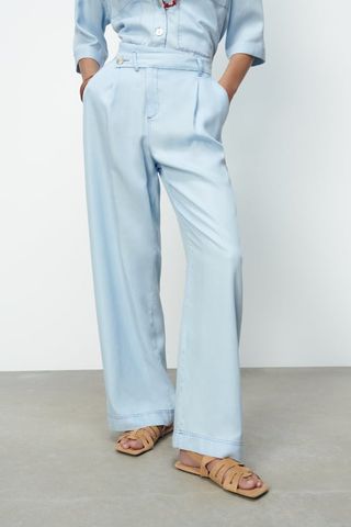 Zara + Wide-Leg Trousers With Crossover Waistband