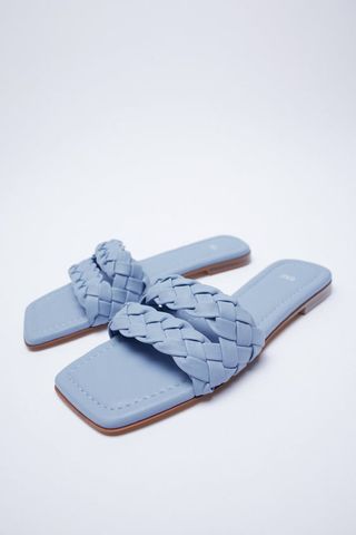 Zara + Woven Flat Square Toe Sandals
