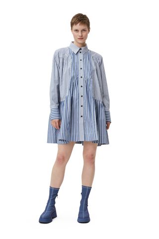 Ganni + Stripe Mini Shirt Dress