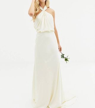 ASOS Edition + Ruched Halter Neck Maxi Wedding Dress
