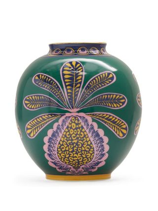 La DoubleJ + Big Pineapple 18kt-Gilded Porcelain Vase
