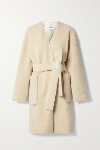 Loewe + Belted Leather-Trimmed Shearling Coat