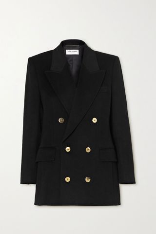 Saint Laurent + Double-Breasted Wool and Cashmere-Blend Blazer