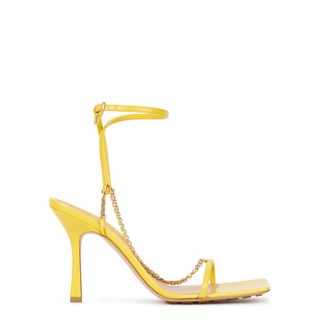 Bottega Veneta + Stretch 90 Yellow Chain-Embellished Leather Sandals