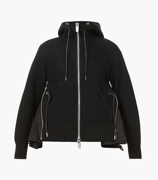 Sacai + Panelled Cotton-Jersey and Shell Hoody