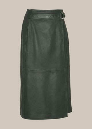 Whistles + Selina Leather Wrap Skirt