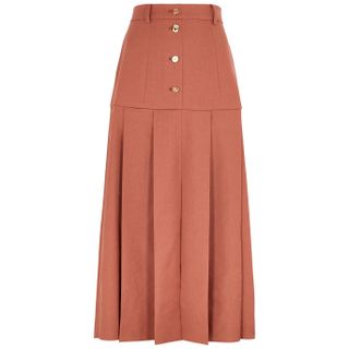 Rejina Pyo + Miller Rust Linen-Blend Midi Skirt