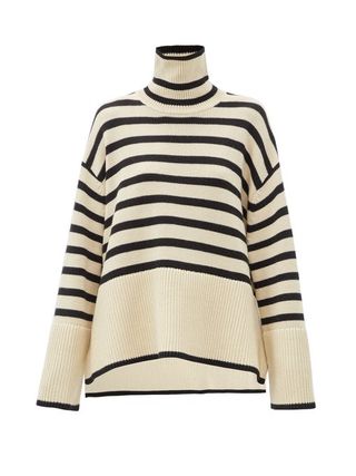 Totême + High-Neck Striped Wool-Blend Sweater