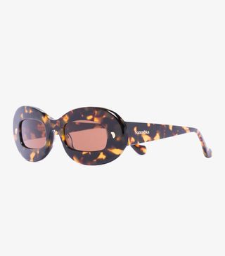 Nanushka + Brown Gimma Oval Tortoiseshell Sunglasses