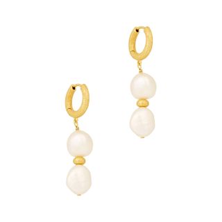 Anni Lu + Stellar Pearly 18kt Gold-Plated Hoop Earrings