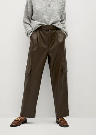 Mango + Relaxed Fit Faux-Leather Trousers