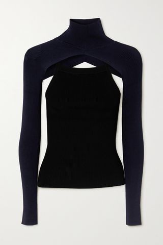 Peter Do + Layered Ribbed-Knit Sweater