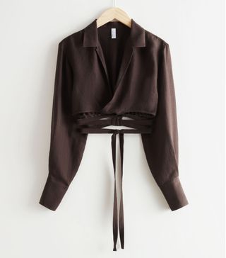 & Other Stories + Cropped Criss Cross Tie Blouse