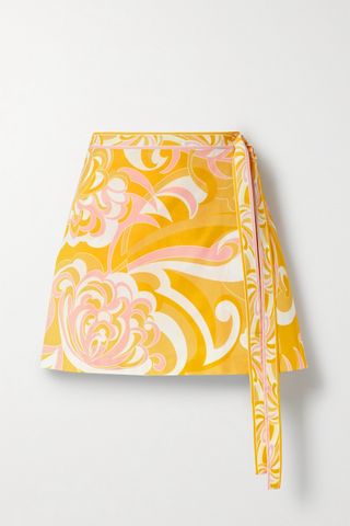 Emilio Pucci + Albizia Printed Cotton Mini Wrap Skirt