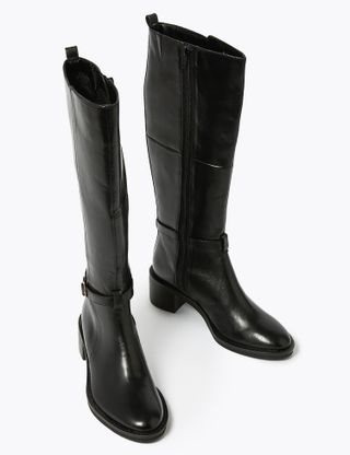 Marks and Spencer + Leather Buckle Knee High Boots