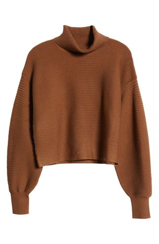 Good American + Wide Rib Crop Turtleneck Sweater