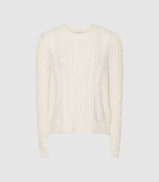 Reiss + Amelie Cream Cable Knit Jumper