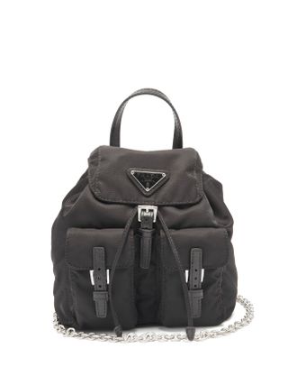 Prada + Vela Nylon Leather-Trimmed Backpack