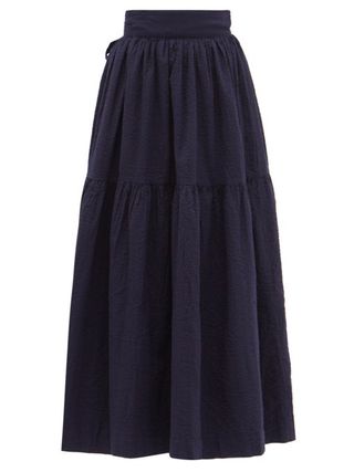 Wiggy Kit + Indo Tiered Cotton-Seersucker Skirt