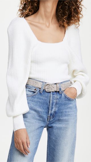 Line & Dot + Kimberly Square Neck Ribbed Sweater