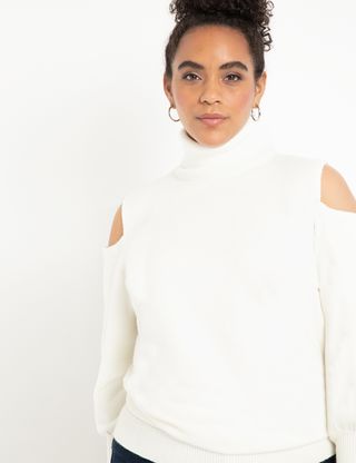 Eloquii + Cold Shoulder Turtleneck Sweater