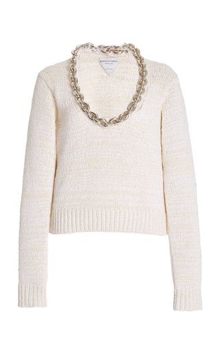 Bottega Veneta + Chain-Detailed Cotton-Blend Knit Top