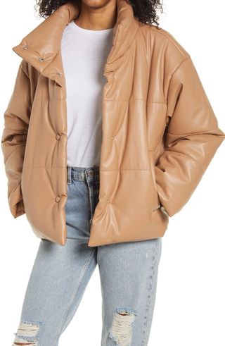 Lulus + Weather or Not Faux Leather Puffer Coat