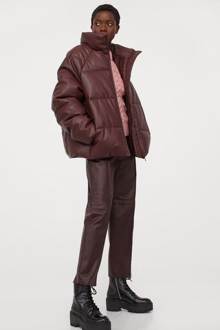 H&M + Faux Leather Puffer Jacket
