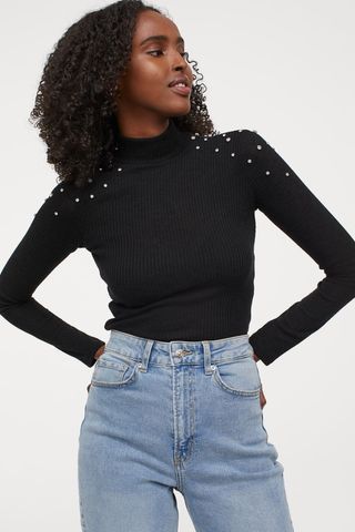 H&M + Bead-Detail Ribbed Sweater