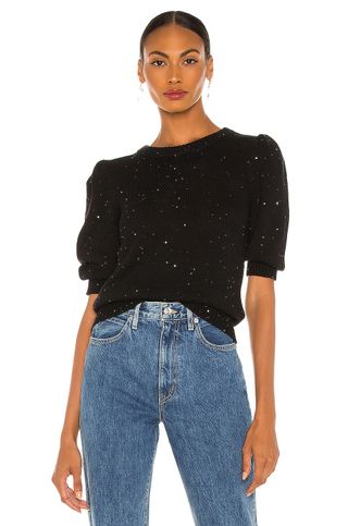 Generation Love + Generation Love Mia Sequin Sweater Top in Black