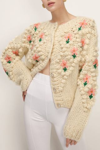 Storets + Lily Floral Embroidered Knit Cardigan
