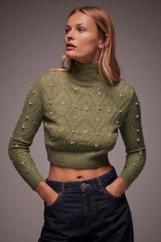 Zara + Knit Sweater With Pearls