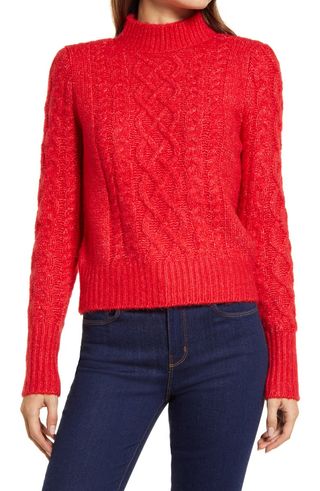 Halogen + x Atlantic-Pacific Cable Knit Sweater