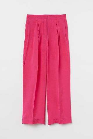 H&M + Wide Linen-Blend Trousers