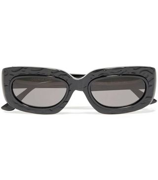 George Keburia + Rectangle-Frame Textured Acetate Sunglasses