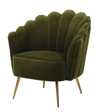 Audenza + The Marielle Olive Green Velvet Shell Chair