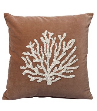 Audenza + Velvet Beaded Coral Cushion