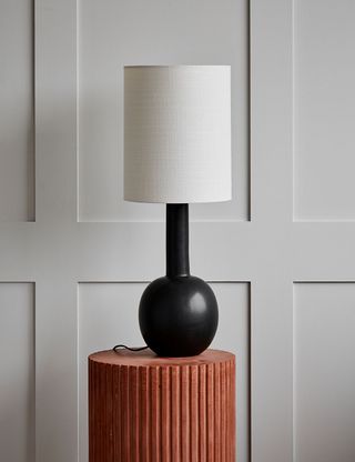 Rose & Grey + Tall Black and Ecru Table Lamp