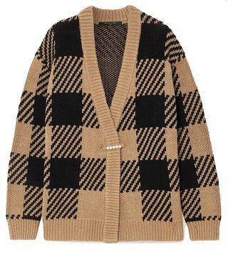 Mother of Pearl + Blake Oversized Checked Organic Cotton and Wool-Blend Cardigan