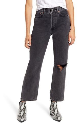 Topshop + Chicago Ripped Knee High Waist Dad Jeans