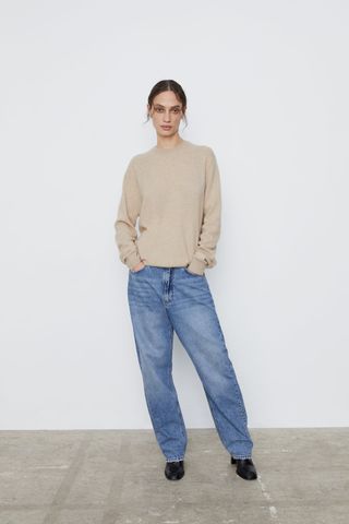 Zara + ZW Premium the Relaxed Straight Jeans in Air Blue