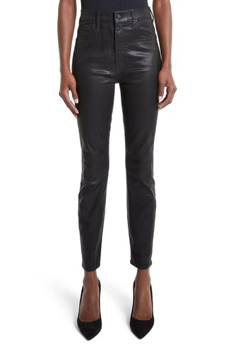 Mother + The Swooner High Waist Coated Ankle Skinny Jeans