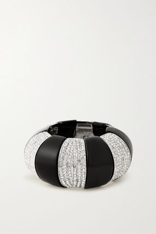 Kenneth Jay Lane + Silver-Tone, Enamel and Crystal Bracelet