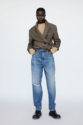 Zara + Ripped Mom Fit Jeans