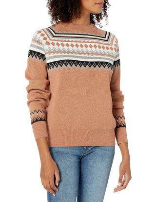 Cable Stitch + Fair Isle Cotton Crewneck Sweater