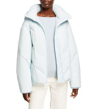 Vince + Hooded Zip-Front Puffer Jacket