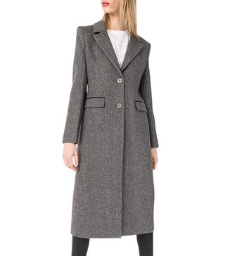 LaMarque + Malva Wool-Blend Long Coat w/Leather Dickey