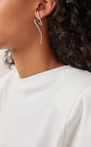 Fallon + Radiant Swirl Crystal-Embellished Rhodium-Plated Earrings