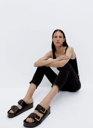 Uterqüe + Leather Buckled Footbed Sandals