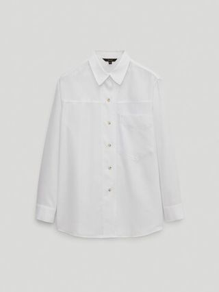 Massimo Dutti + 100% Lyocell Shirt With Pocket Detail